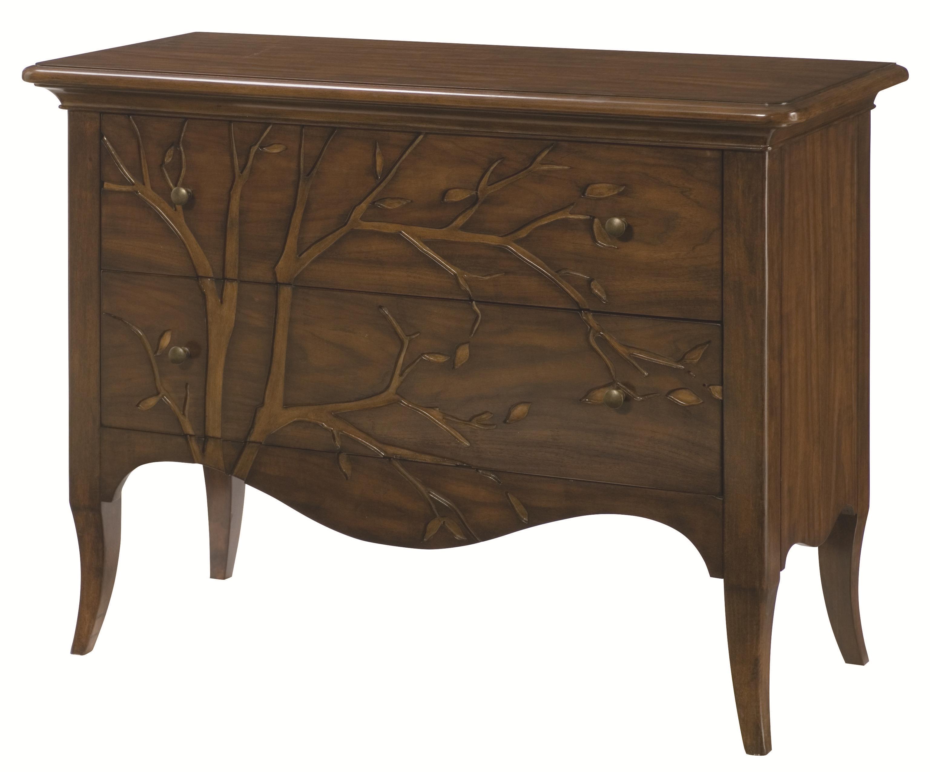 TABLE TRENDS Hidden Treasures 2 Drawer Bachelor's Chest With Tree